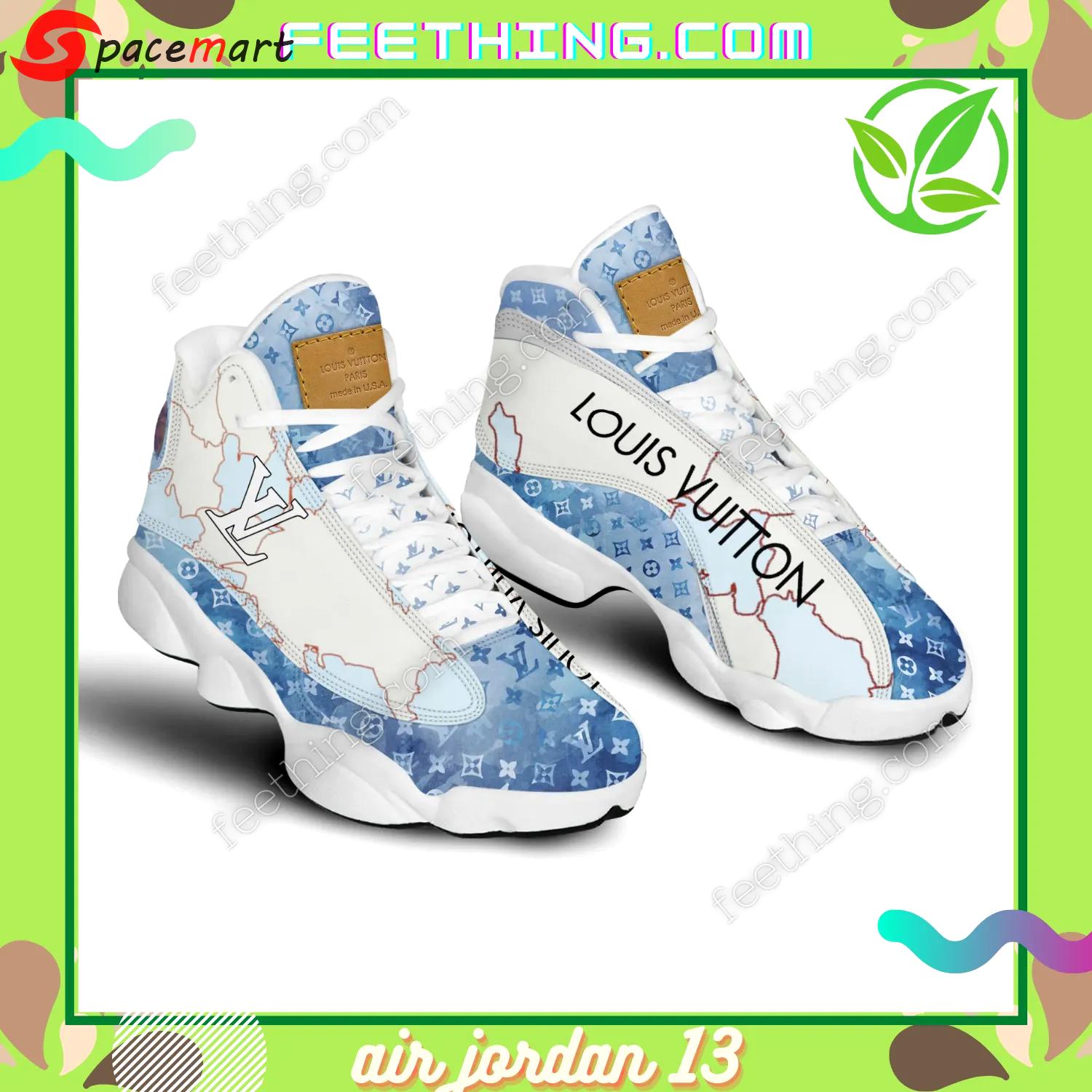 Louis vuitton luxury light blue x louis vuitton logo Air Jordan 13 Gifts For Men Women Full Size Shoes For Fans Sneakers