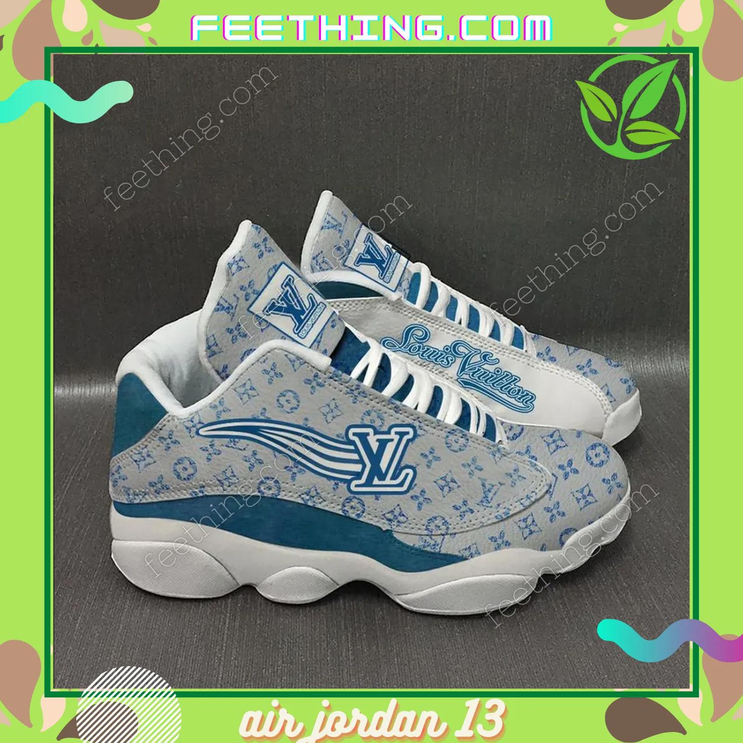 Louis vuitton luxury with light blue x lv louis vuitton logo Air Jordan 13 Gifts For Men Women Full Size For Fans Shoes Sneakers