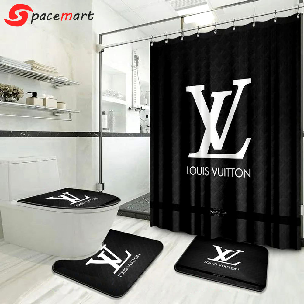 Louis vuitton lv black bath mat hypebeast luxury fashion brand bathroom sets home decor Bathroom Set