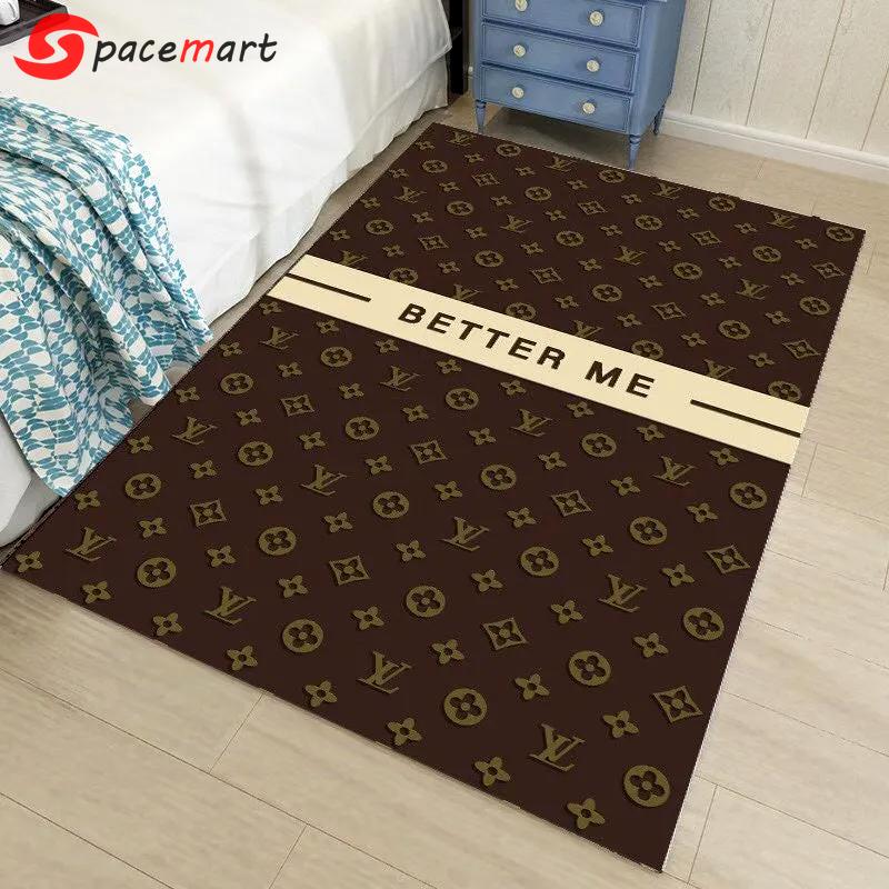 Louis vuitton lv brown logo type 886. Upgrade Your Living Room with Luxury Home Decor: Area Carpets, Floor Decor, Door Mats, and Hot Gift Items with style a High-End Fashion Brand Rectangle Rug