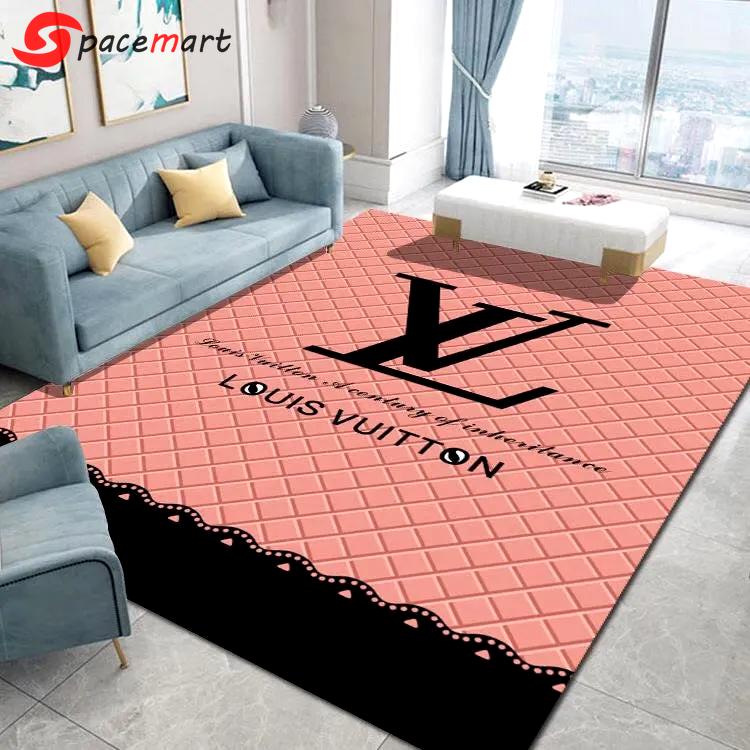 Louis vuitton lv logo type 389. Upgrade Your Living Room with Luxury Home Decor: Area Carpets, Floor Decor, Door Mats, and Hot Gift Items with style a High-End Fashion Brand Rectangle Rug