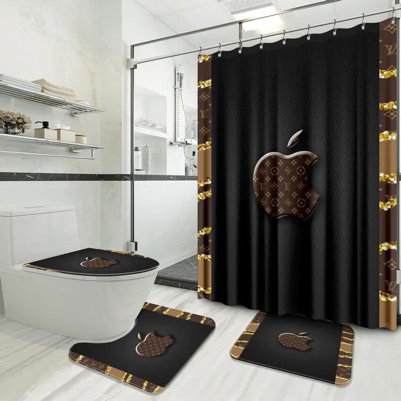 Louis vuitton lv louis vuitton apple french bathroom set hypebeast bath mat luxury fashion brand home decor Bathroom Set