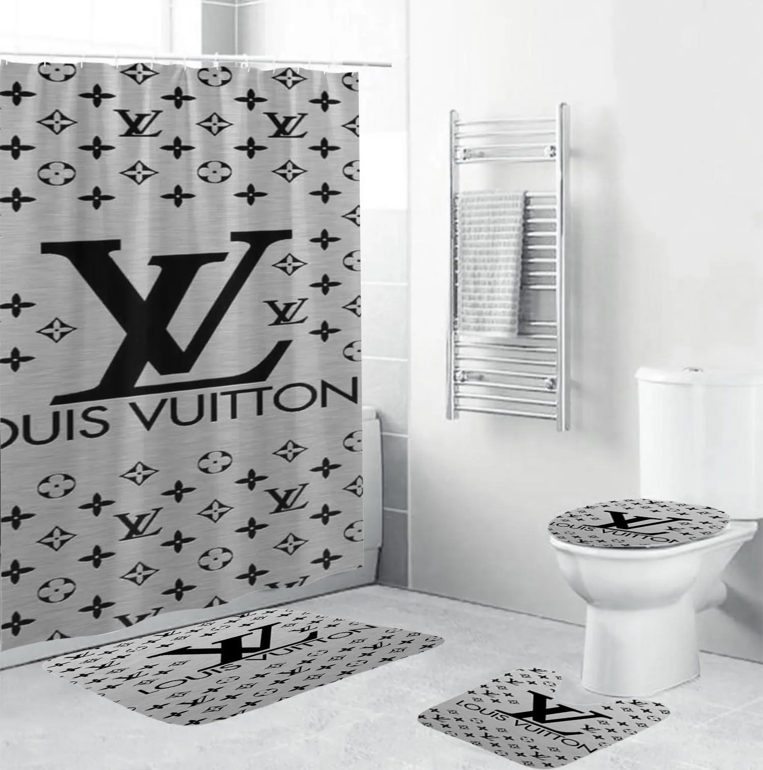 Louis vuitton lv louis vuitton bigmonogram in grey bathroom set hypebeast home decor bath mat luxury fashion brand Bathroom Set