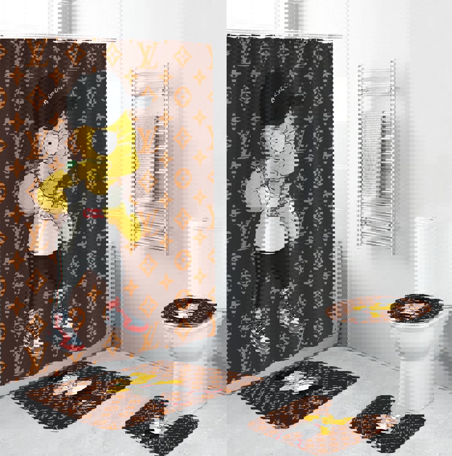 Louis vuitton lv the simpsons bath mat hypebeast bathroom sets home decor luxury fashion brand Bathroom Set