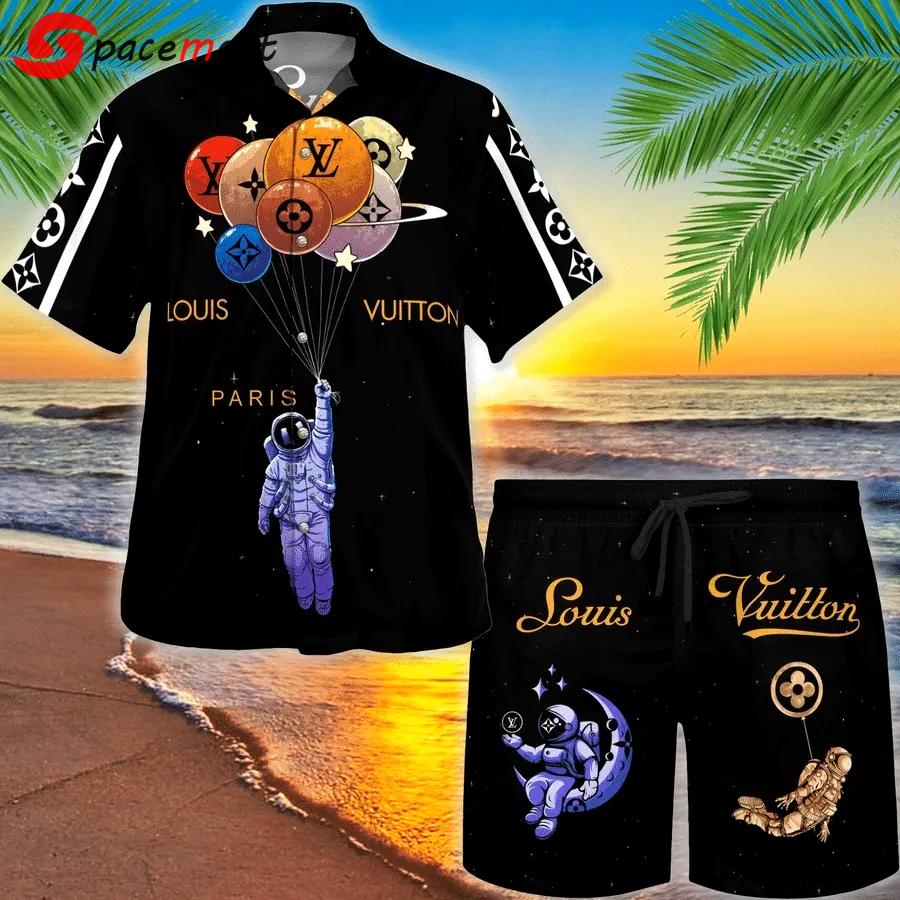 Louis vuitton paris astronaut luxury brand fashion hawaii set Hawaii Shirt Shorts & Flip Flops
