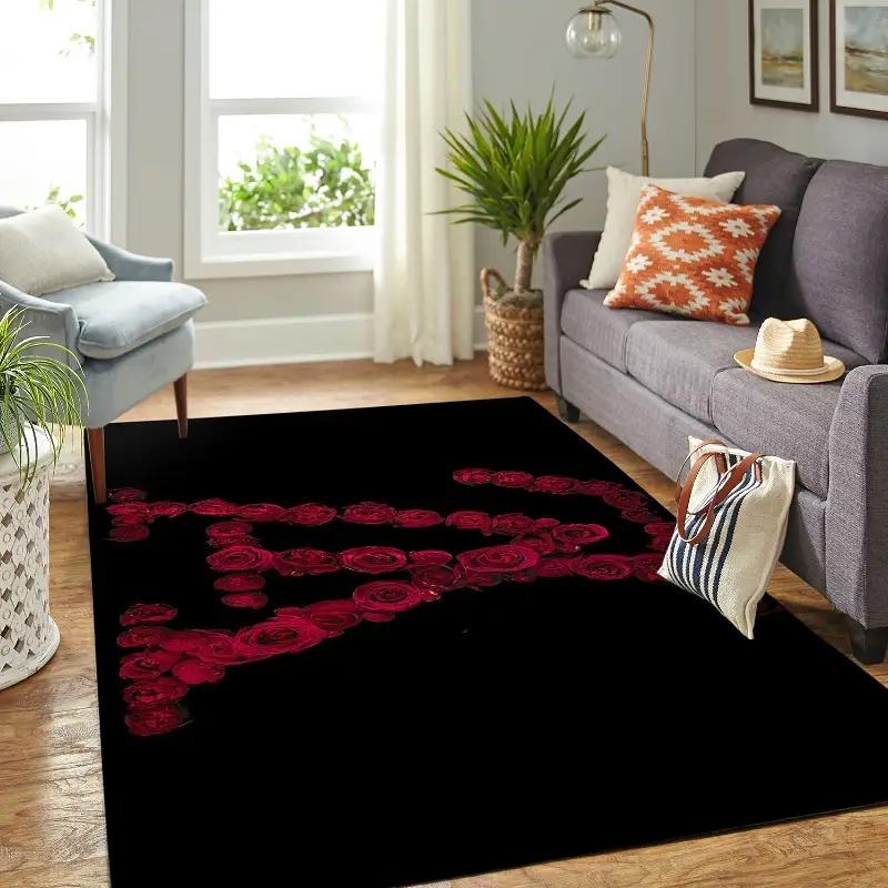 Louis vuitton roses logo type 656. Upgrade Your Living Room with Luxury Home Decor: Area Carpets, Floor Decor, Door Mats, and Hot Gift Items with style a High-End Fashion Brand Rectangle Rug