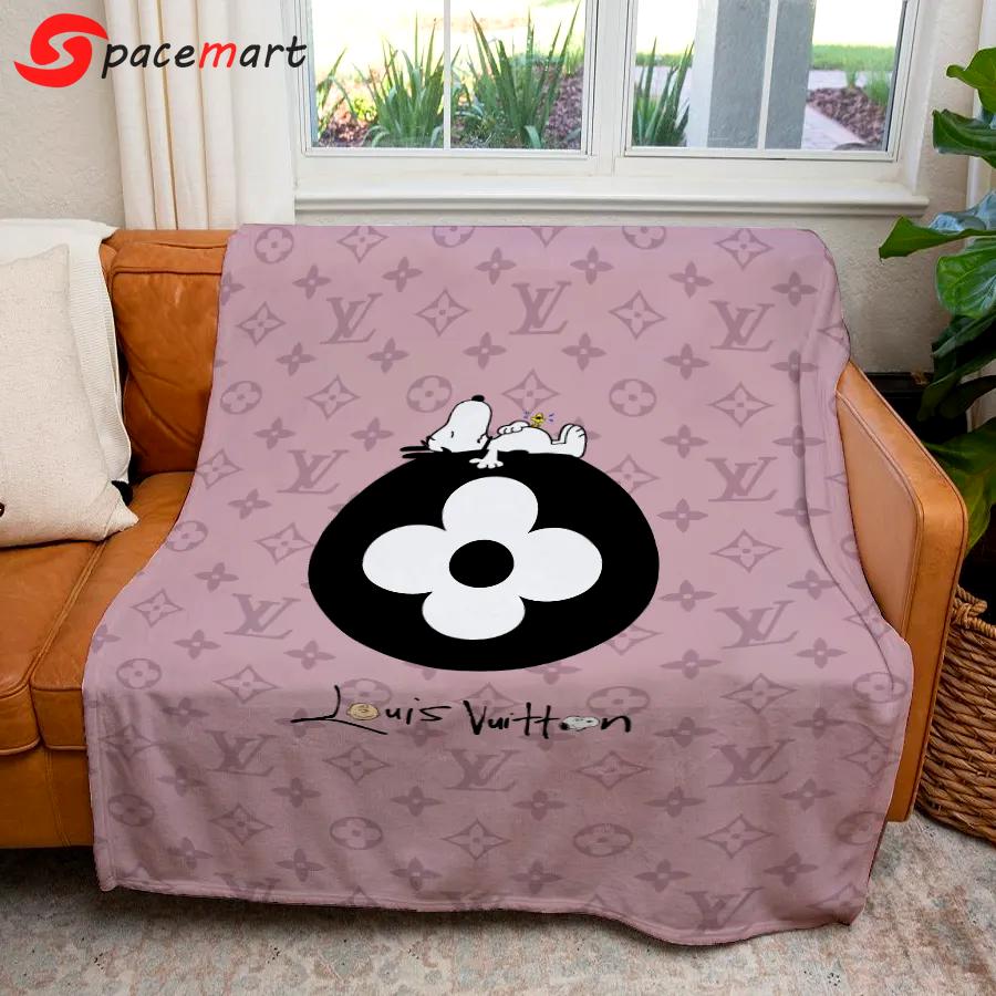 Louis vuitton snoopy pinky luxury brand premium blanket fleece home decor 69 Blanket Fleece