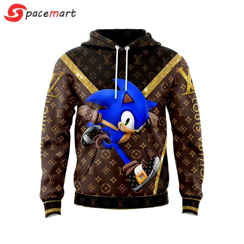 Louis vuitton sonic runing brown unisex hoodie outfit for men women luxury brand clothing special gift Hoodie 3D