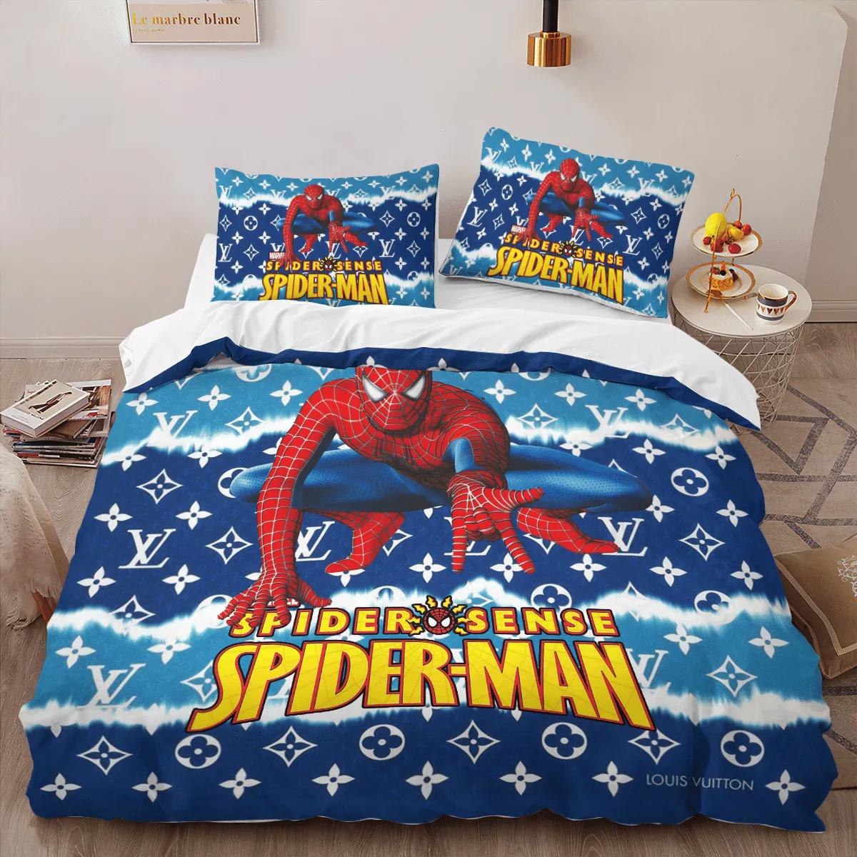 Louis vuitton spider man louis vuitton lv logo type 580 Bedding Sets bedclothes premium fashion brand home decor bed linen duvet covers bedspread blankets hyperbeast Bedroom sheets luxury ideas