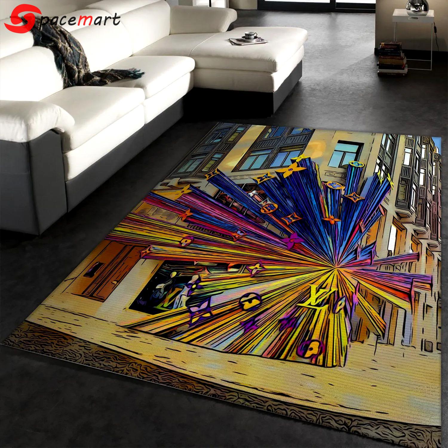 Louis vuitton store logo type 109. Upgrade Your Living Room with Luxury Home Decor: Area Carpets, Floor Decor, Door Mats, and Hot Gift Items with style a High-End Fashion Brand Rectangle Rug