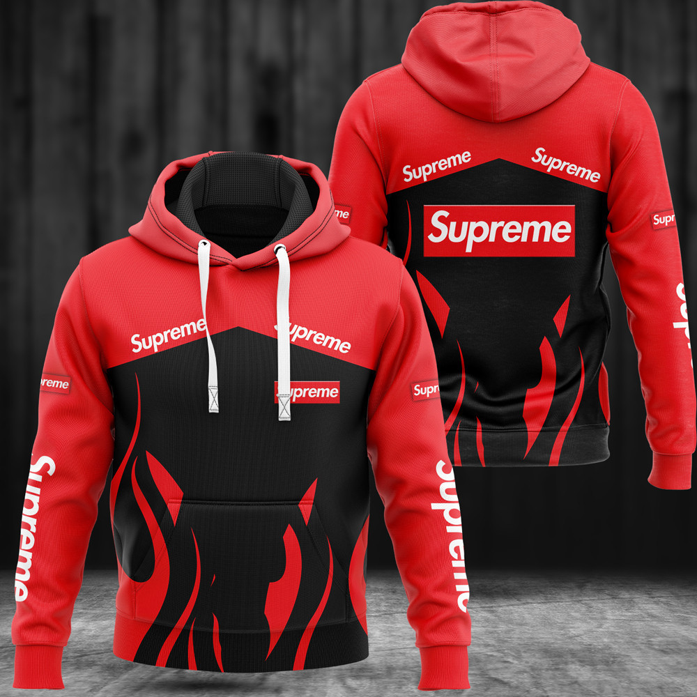 Louis vuitton supreme red black luxury brand hoodie for men women Hoodie 3D
