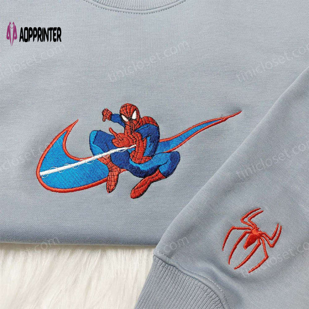 Marvel spider-man nike swoosh shirt & embroidered hoodie: inspired nike apparel for superhero fans Embroidered Shirt