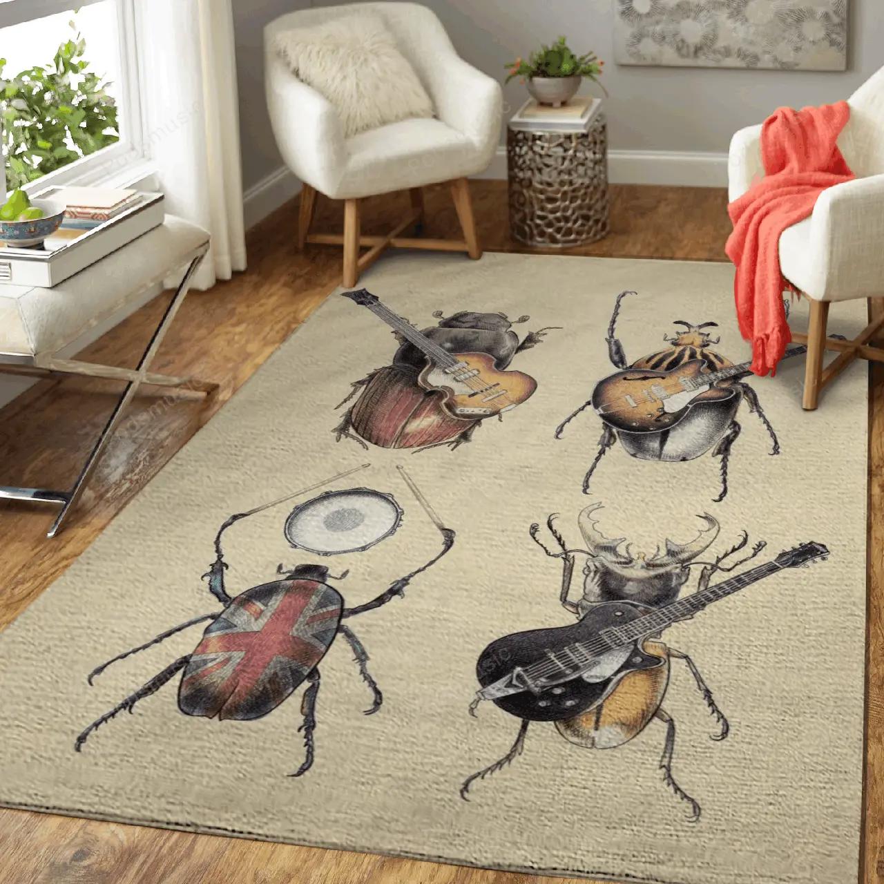 Meet the beetles music art for fans area rug living room carpet rug regtangle carpet floor decor home decor Rectangle Rug