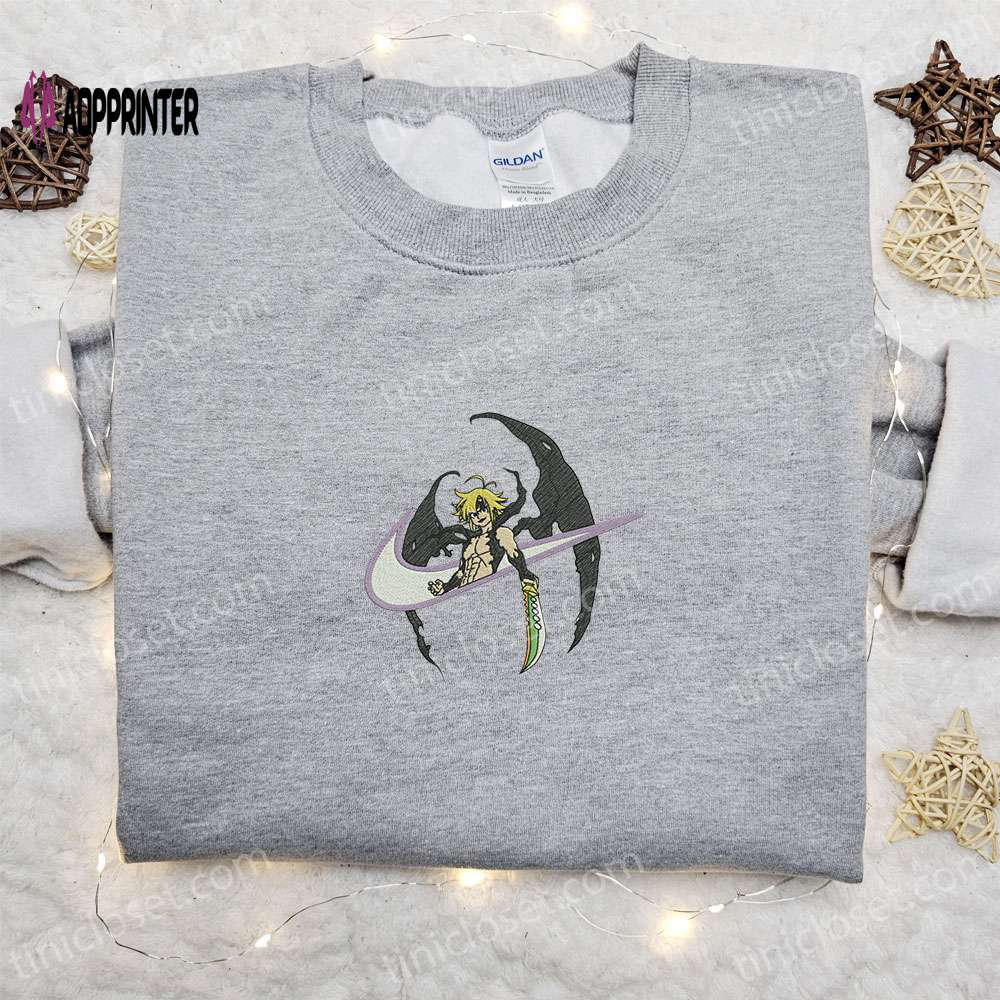 Meliodas x nike swoosh anime tshirt: seven deadly sins embroidered shirt nike inspired Embroidered Shirt
