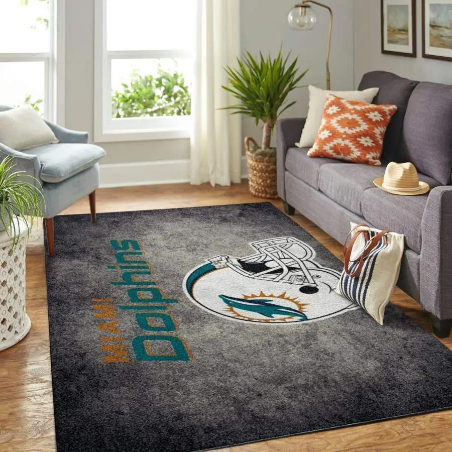 Miami dolphins area rug home decor nfl carpet rug living room 20030318 Rectangle Rug