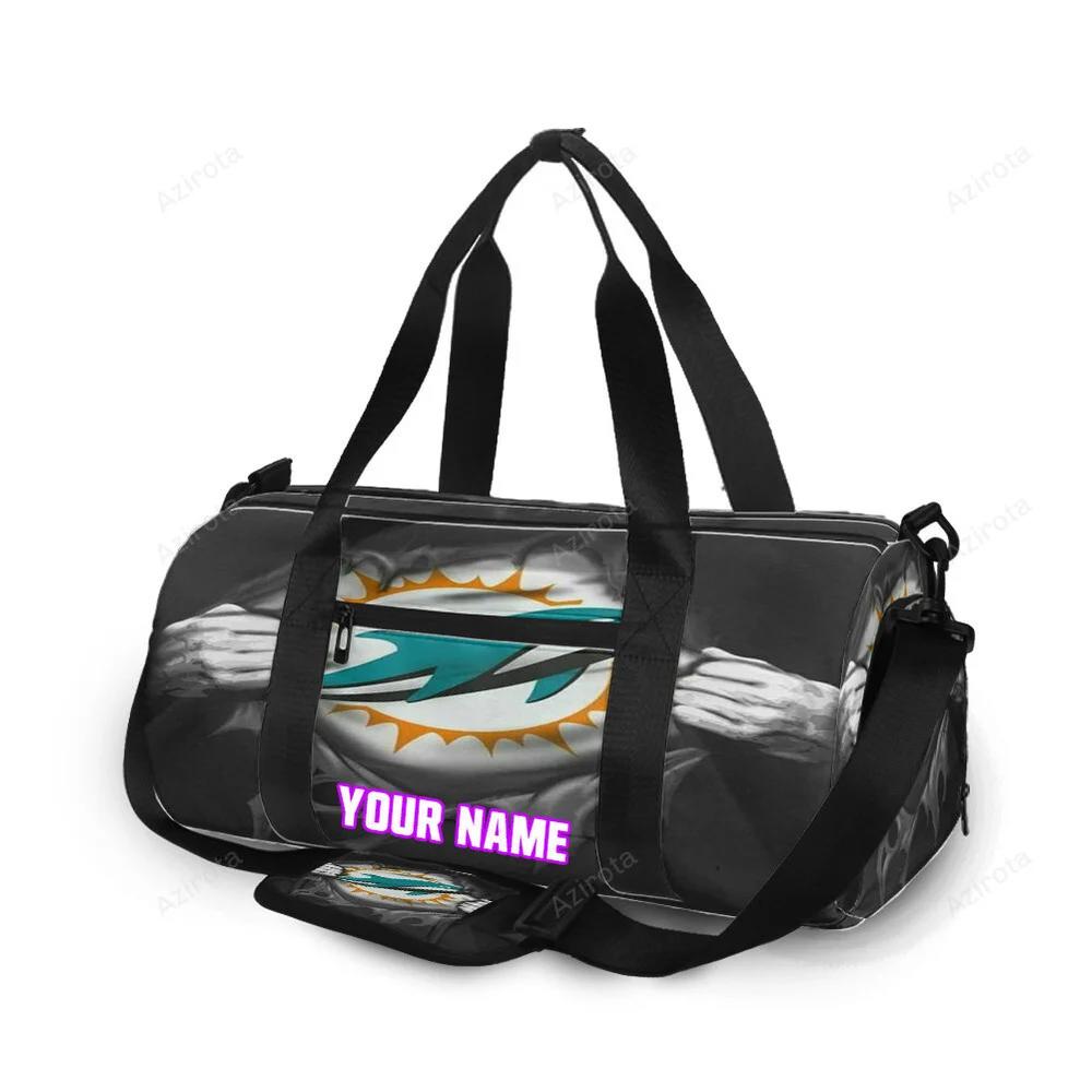 Miami dolphins art 5 personalized name travel bag gym bag 1520 Travel Bag