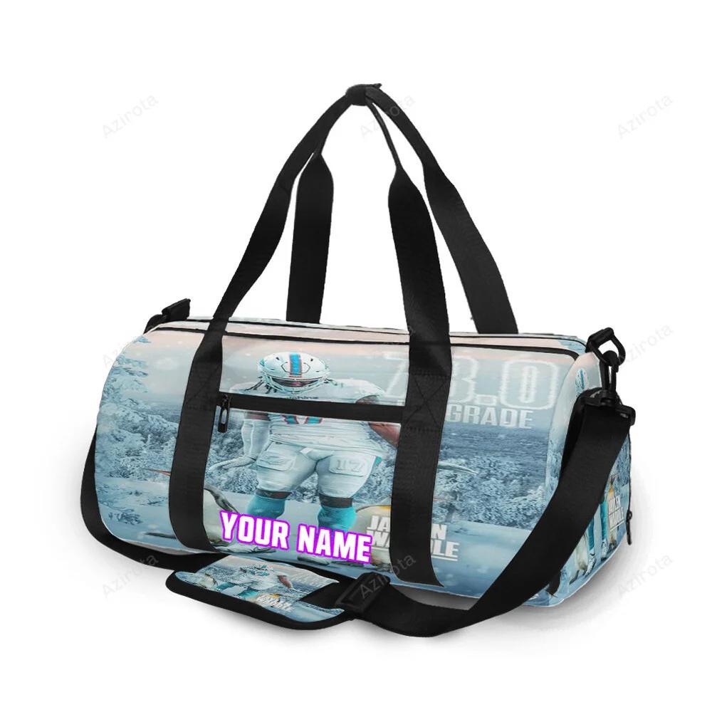 Miami dolphins jaylen waddle1 personalized name travel bag gym bag 2121 Travel Bag