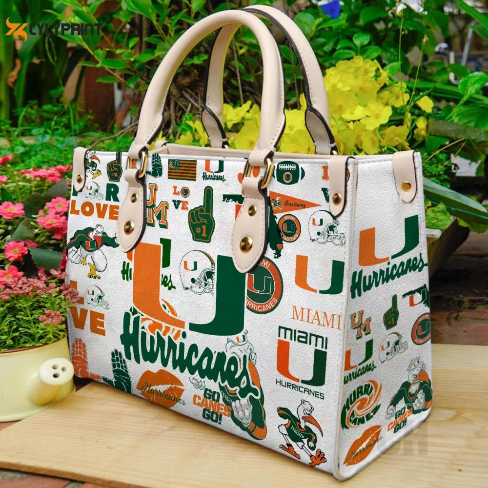 Miami hurricanes lover leather bag for women gift 2230 Women Leather Hand Bag