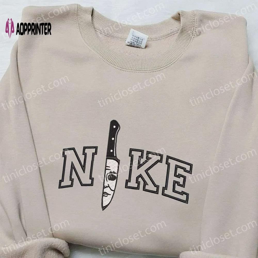 Michael myers knife x nike embroidered hoodie & shirt: best halloween gift ideas Embroidered Shirt