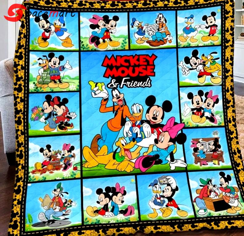 Mickey and friends blanket, mickey mouse fleece blanket, movie couch sofa blanket, mickey christmas xmas gifts, gift for kids Quilt Blanket