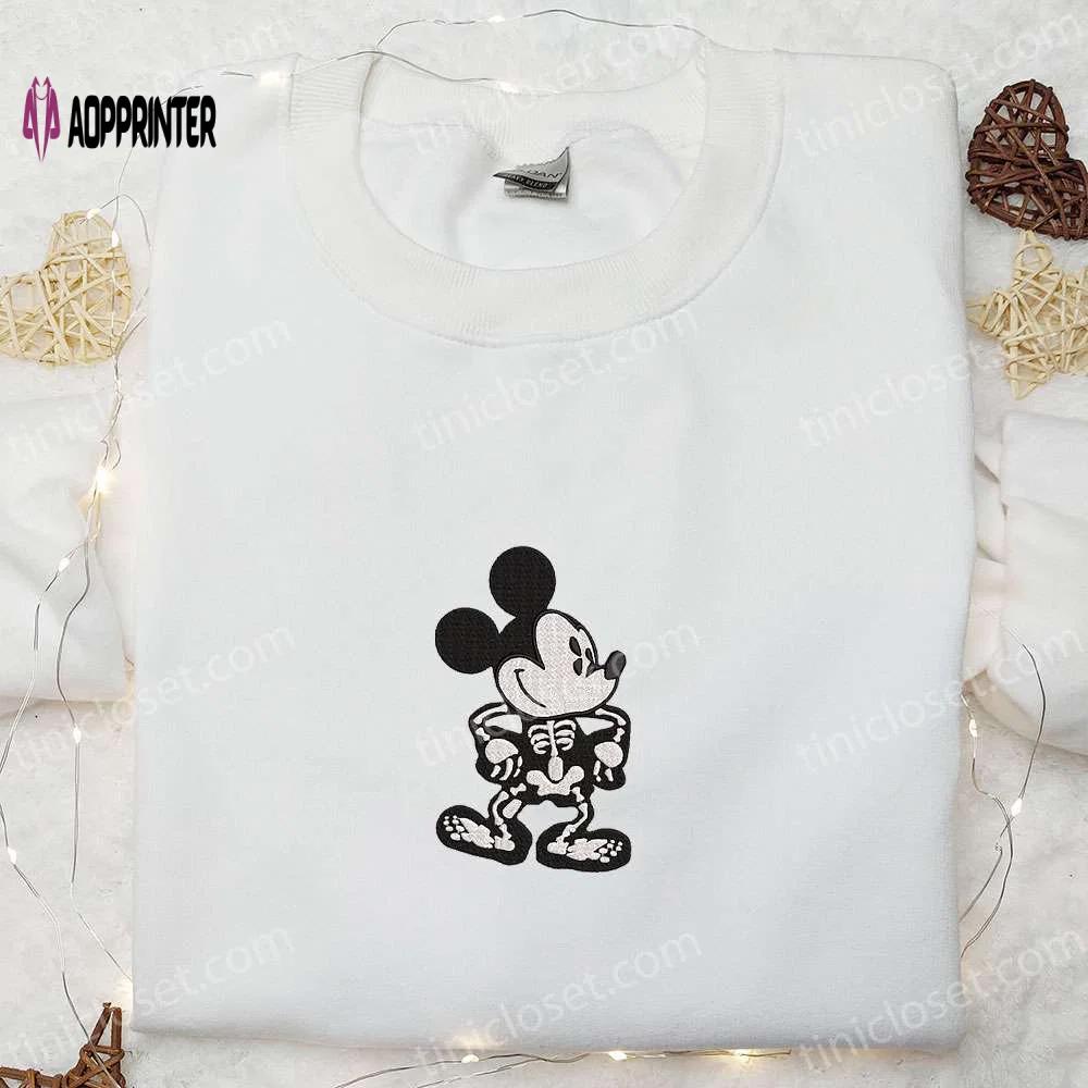 Mickey skeleton halloween embroidered shirt – spooky disney gift for the whole family! Embroidered Shirt