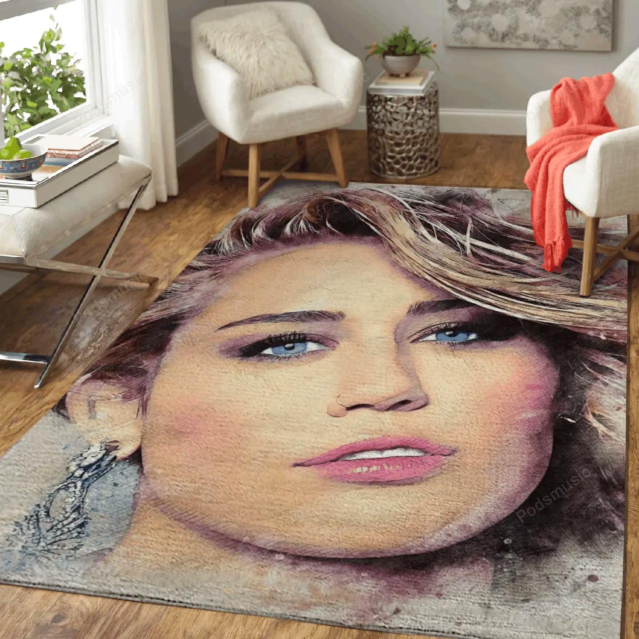 Miley cyrus sketch art sketch art art for fans area rug living room carpet rug regtangle carpet floor decor home decor Rectangle Rug