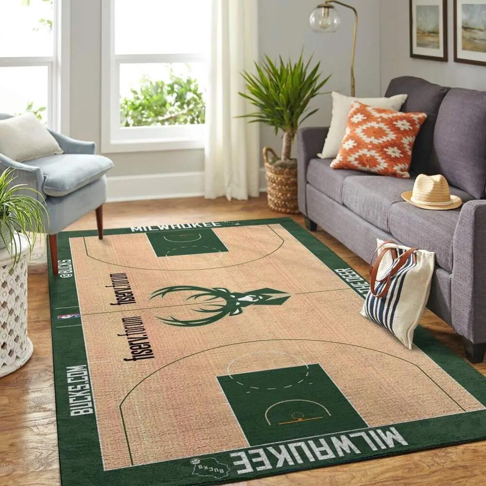 Milwaukee bucks court area rug nba carpet living room rugs rug regtangle carpet Rectangle Rug