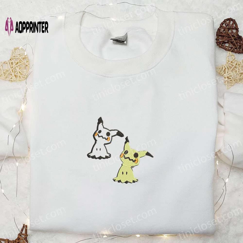 Mimikyu pokemon embroidered sweatshirt hoodie & t-shirt: anime-inspired apparel for pokemon fans Embroidered Shirt