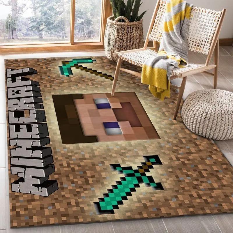 Minecraft 7 area rug living room and bed room rug rug regtangle carpet floor decor home decor Rectangle Rug