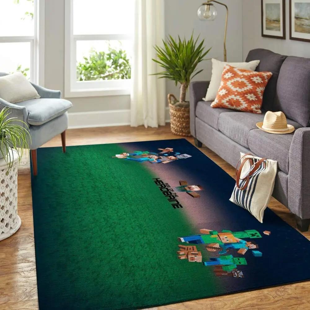 Minecraft area rug video game carpet gamer living room rugs rug regtangle carpet floor decor home decor v201 Rectangle Rug