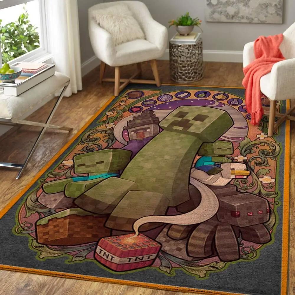 Minecraft area rug video game carpet gamer living room rugs rug regtangle carpet floor decor home decor v250 Rectangle Rug
