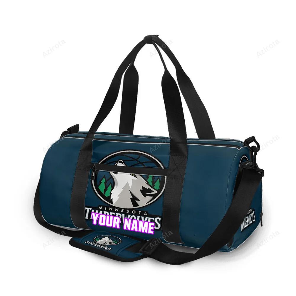 Minnesota timberwolves emblem v2 personalized name travel bag gym bag 50 Travel Bag