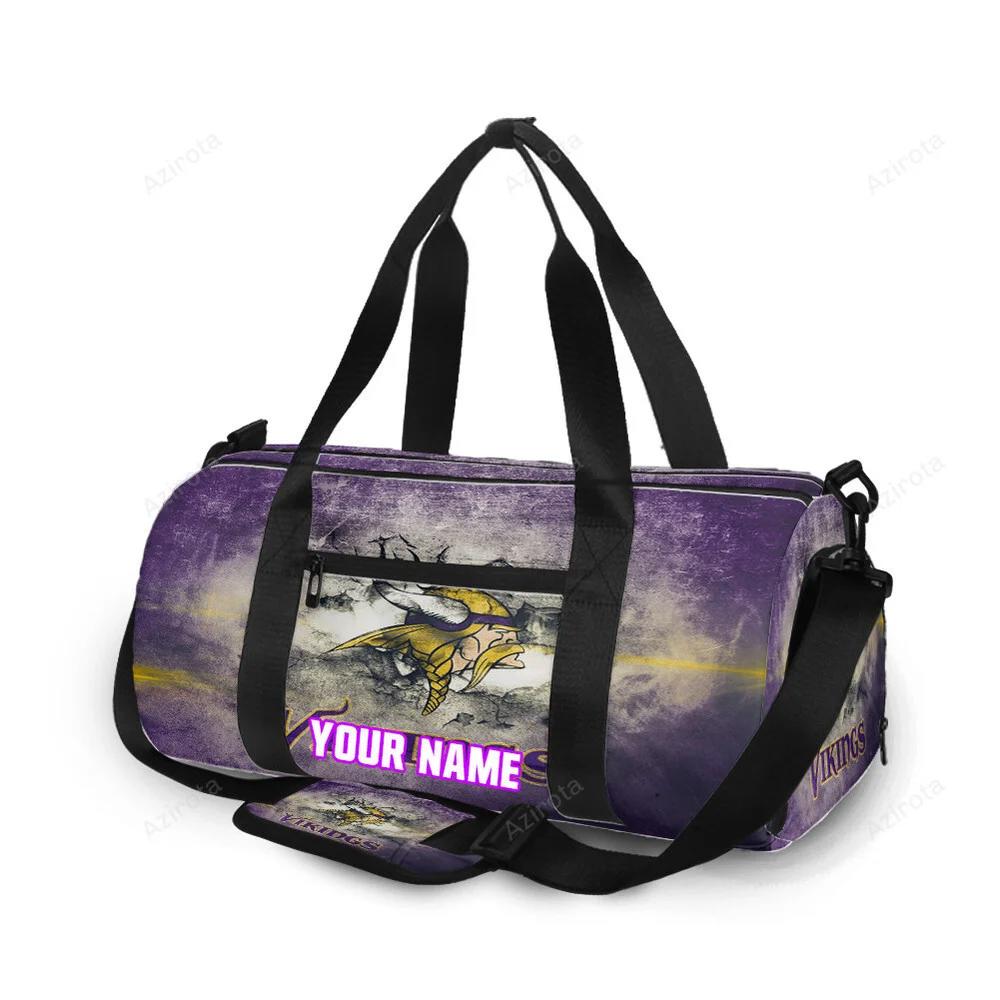 Minnesota vikings emblem vintage wall personalized name travel bag gym bag 657 Travel Bag