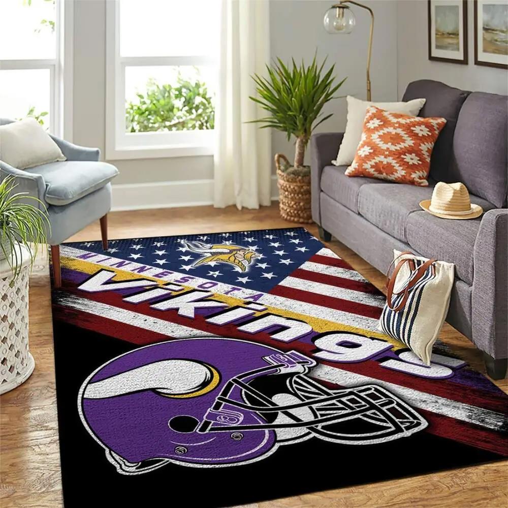 Minnesota vikings nfl american flag living room sports rug regtangle carpet Rectangle Rug
