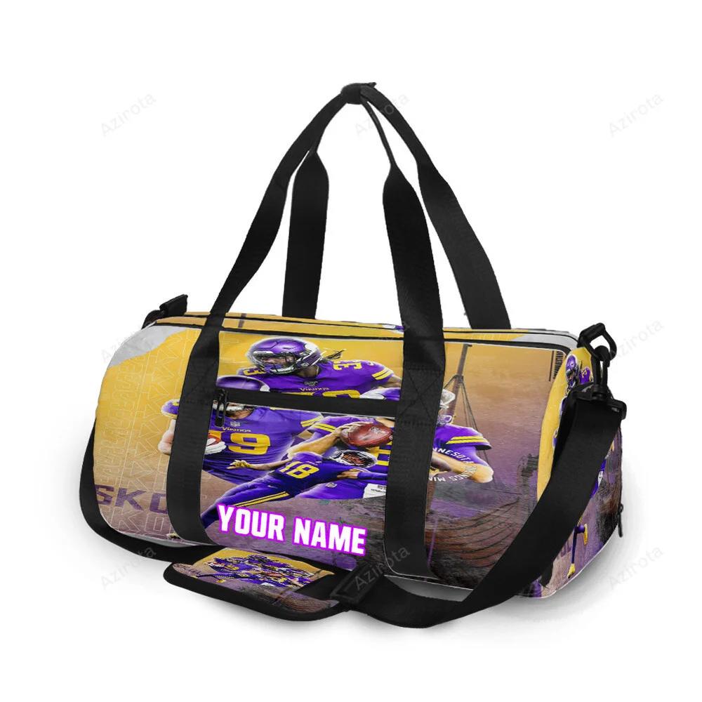 Minnesota vikings team v2 personalized name travel bag gym bag 6 Travel Bag