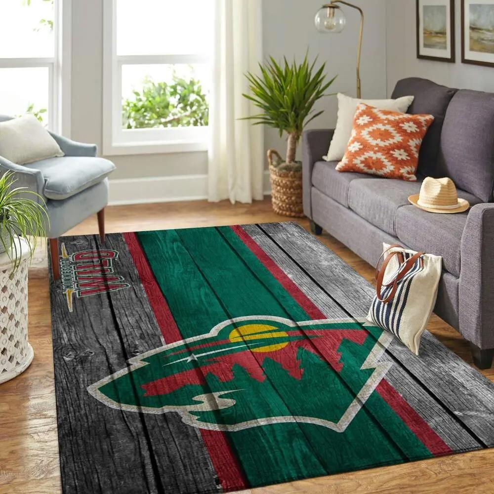 Minnesota wild nhl rugs wooden style living room carpet sports regtangle carpet Rectangle Rug