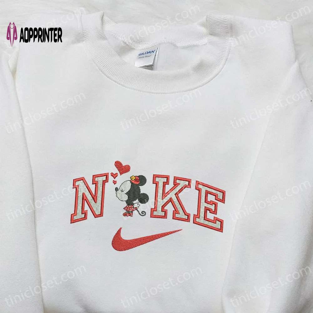 Minnie mouse heart x nike embroidered sweatshirt: disney characters & nike inspired shirt Embroidered Shirt