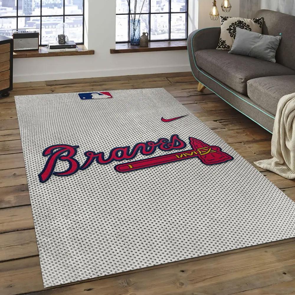 Mlb atlanta braves baseball team logo rectangle area ab09 Rectangle Rug