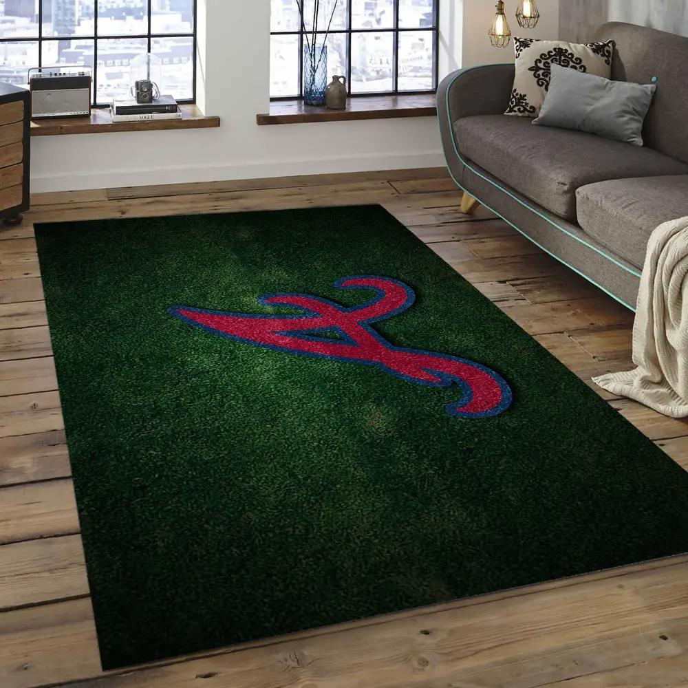 Mlb atlanta braves baseball team logo rectangle area ab30 Rectangle Rug