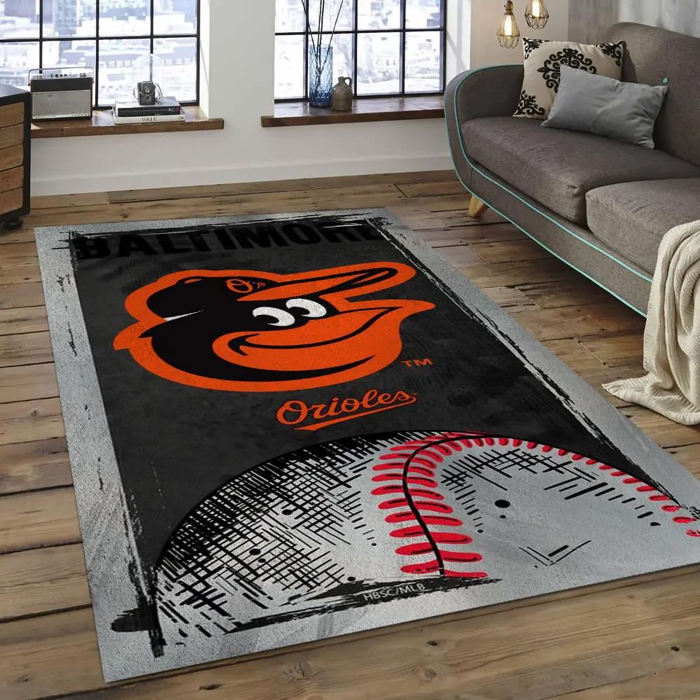 Mlb baltimore orioles baseball team logo rectangle area bo42 Rectangle Rug