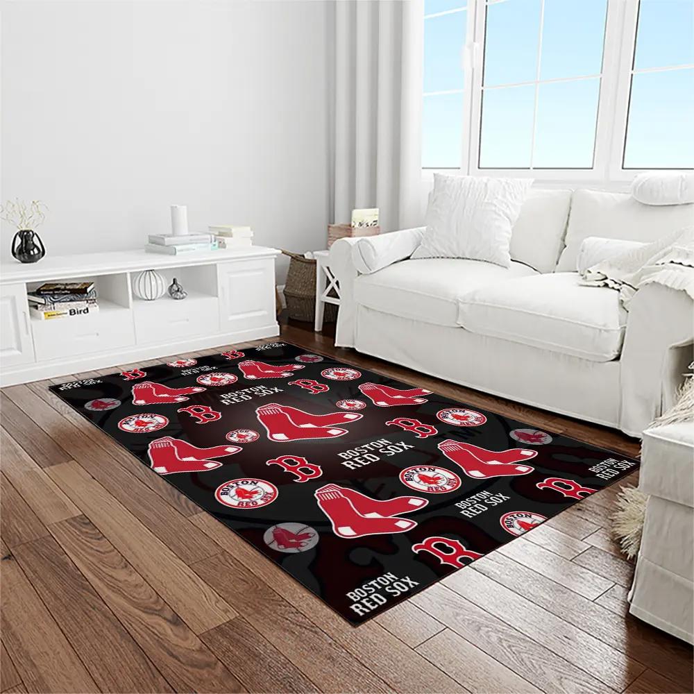 Mlb boston red sox baseball team logo rectangle area rug brs47 Rectangle Rug
