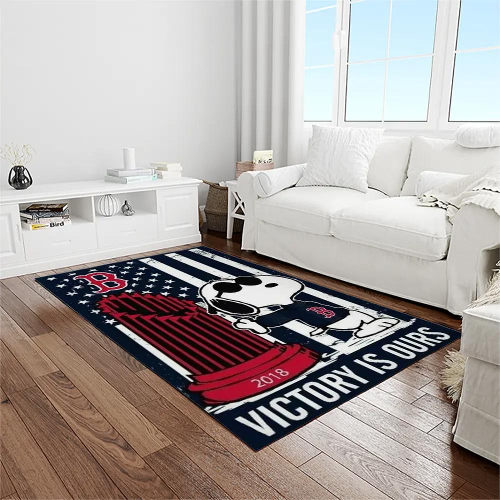 Mlb boston red sox baseball team logo rectangle area rug brs71 Rectangle Rug