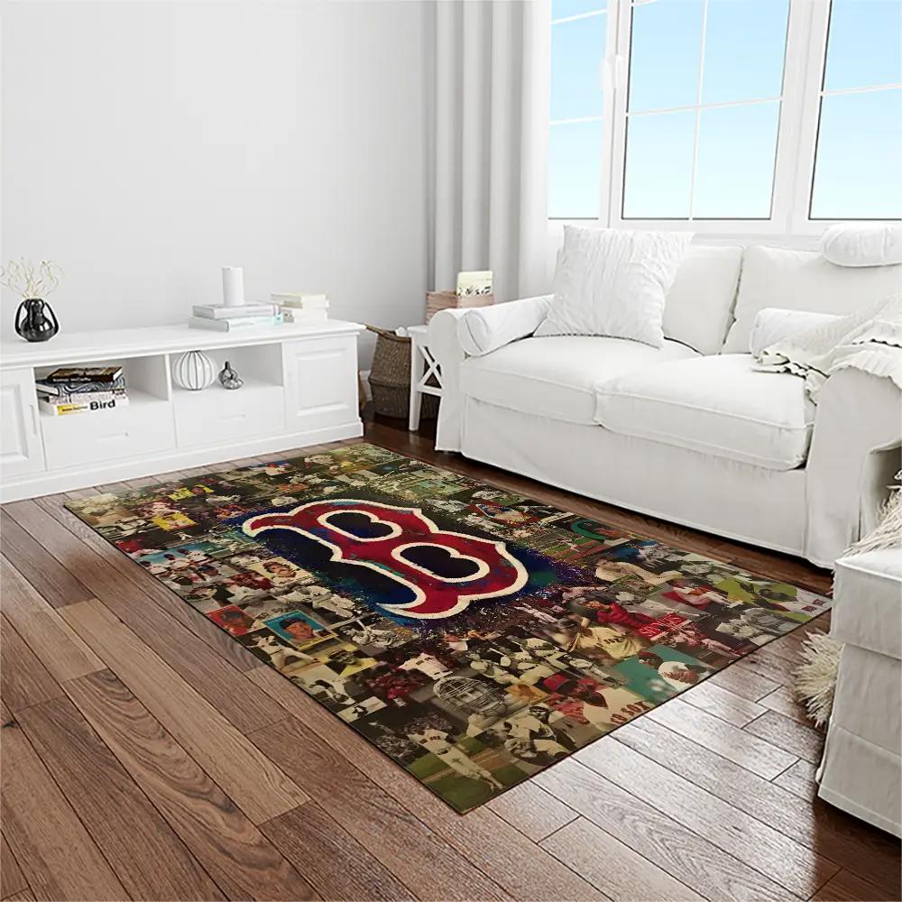 Mlb boston red sox baseball team logo rectangle area rug brs76 Rectangle Rug