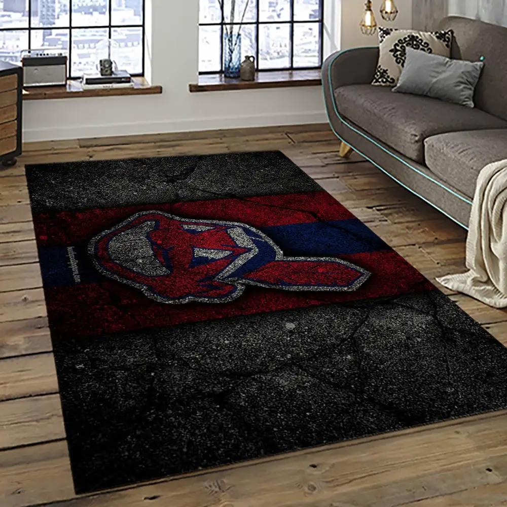 Mlb cleveland indians baseball team logo sport carpet rectangle area rug for living room ci33 Rectangle Rug