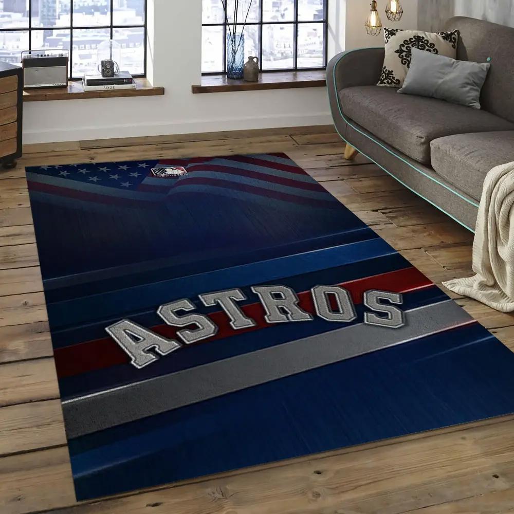Mlb houston astros baseball team logo rectangle area ha30 Rectangle Rug