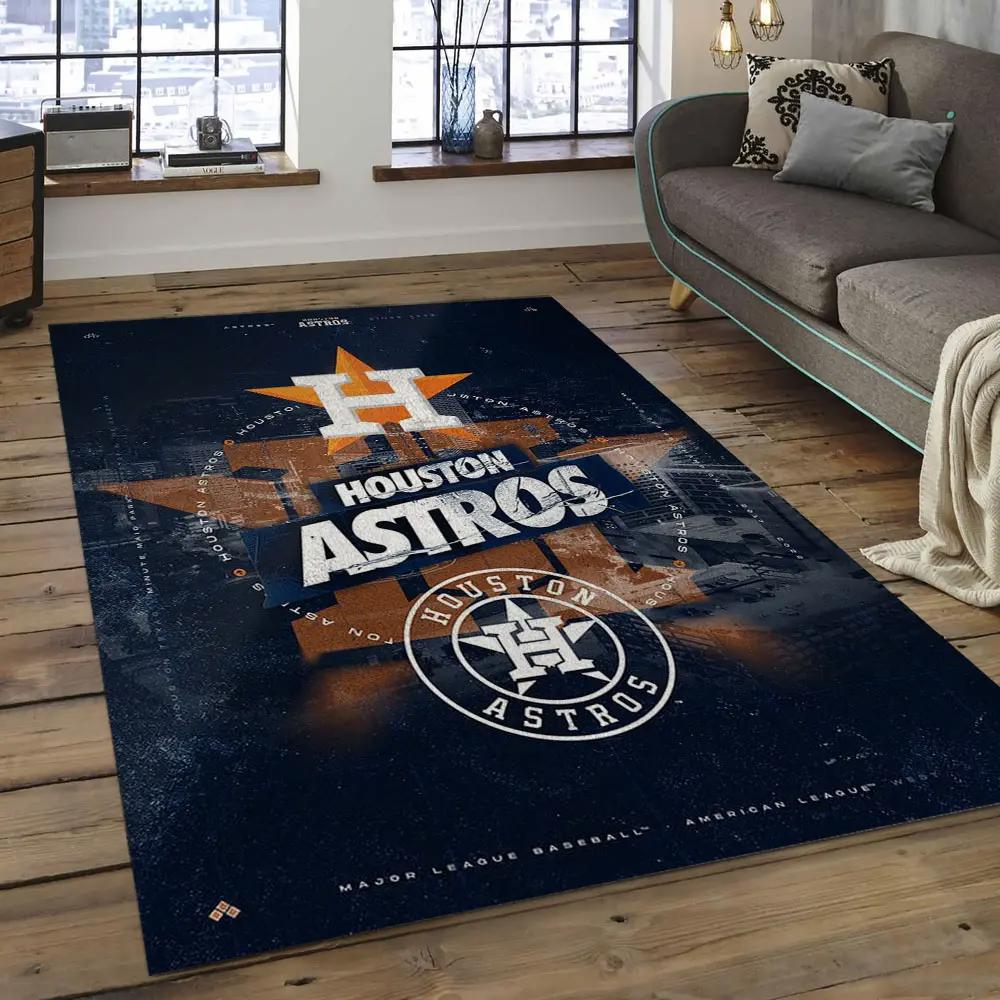 Mlb houston astros baseball team logo rectangle area ha39 Rectangle Rug