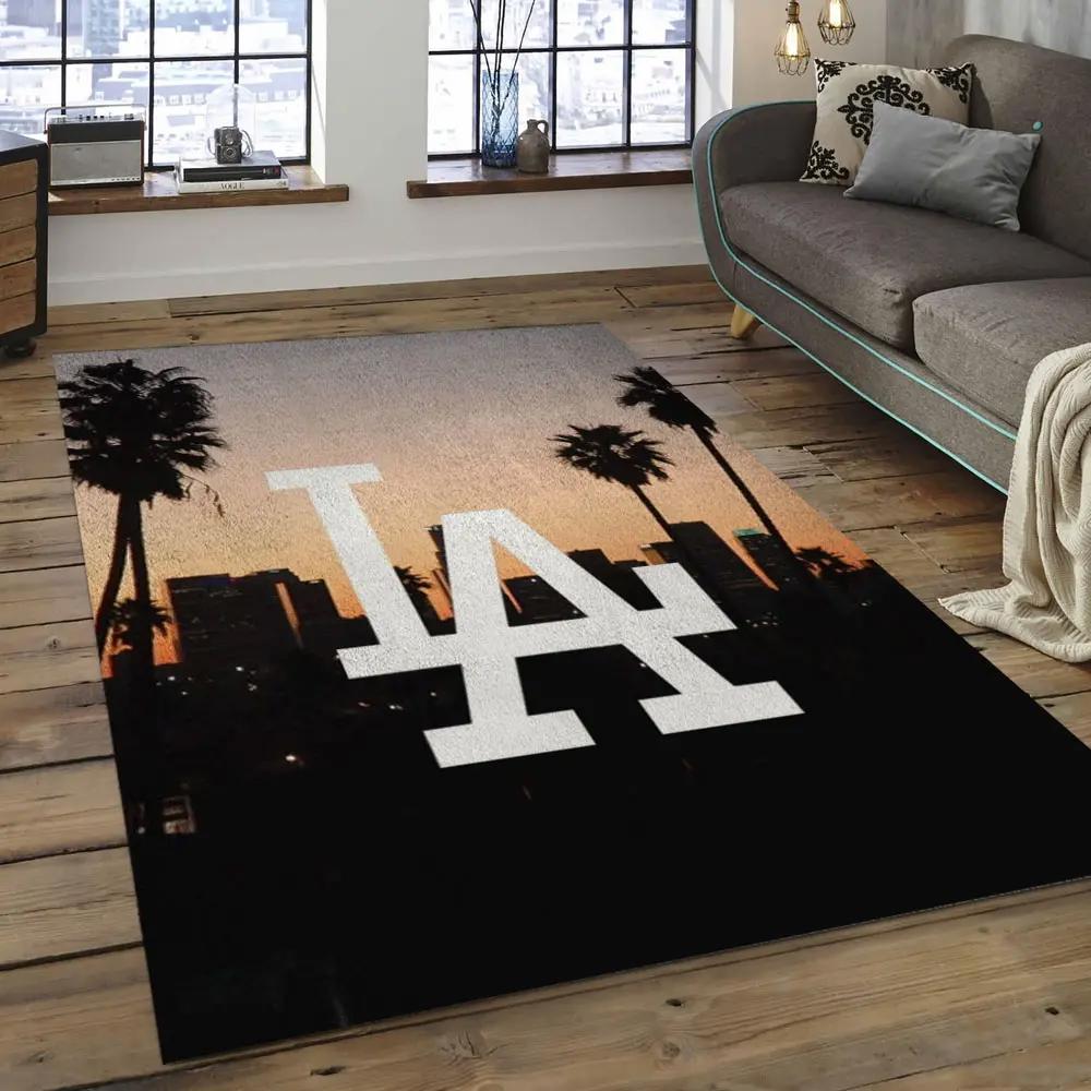 Mlb los angeles dodgers baseball team logo rectangle area lad43 Rectangle Rug