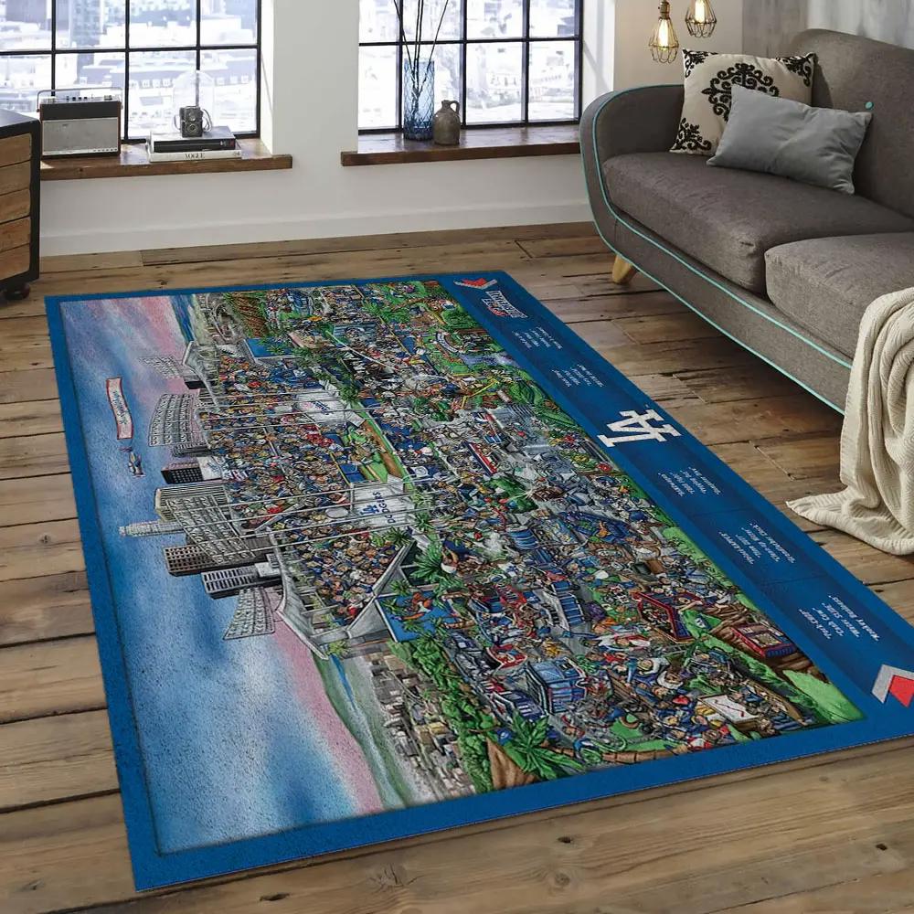 Mlb los angeles dodgers baseball team logo rectangle area lad53 Rectangle Rug