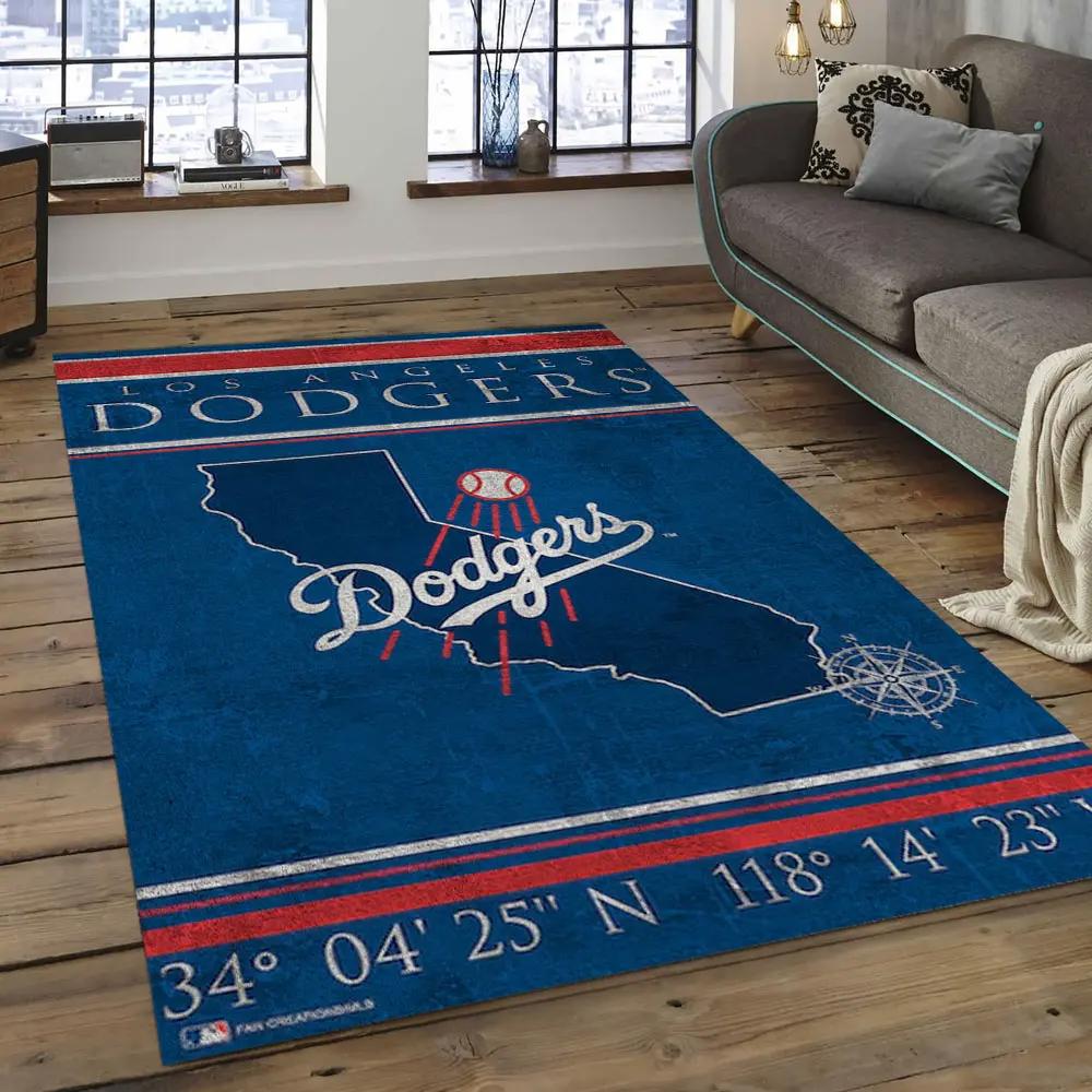 Mlb los angeles dodgers baseball team logo rectangle area lad67 Rectangle Rug