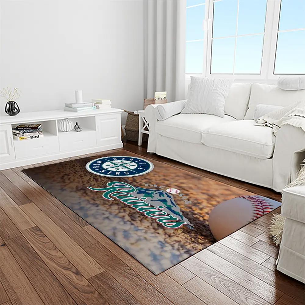 Mlb seattle mariners baseball team logo rectangle area rug sm64 Rectangle Rug
